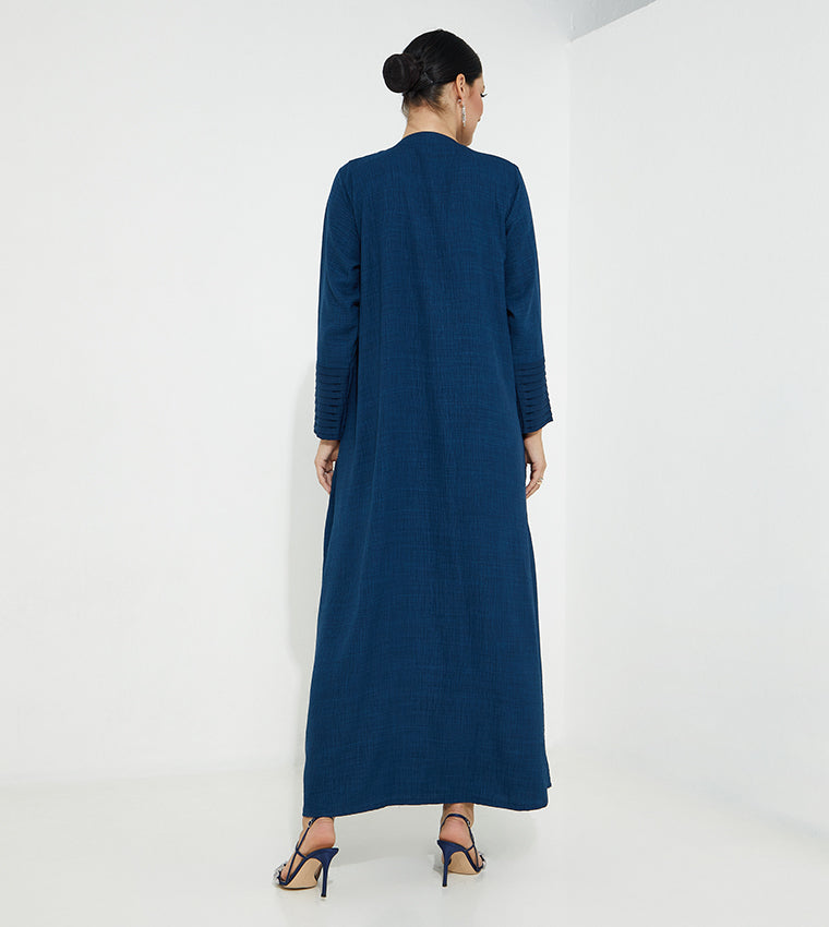 MOiSTREET Dark Blue Louise Crepe Pocket Abaya (7665622745315)