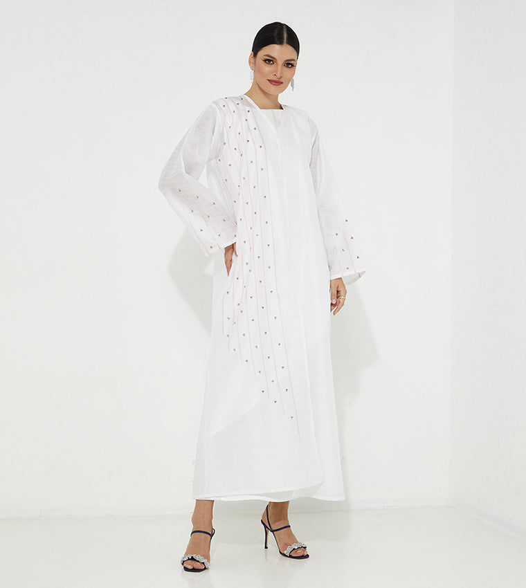 MOiSTREET  White Organza Abaya (7665599774947)