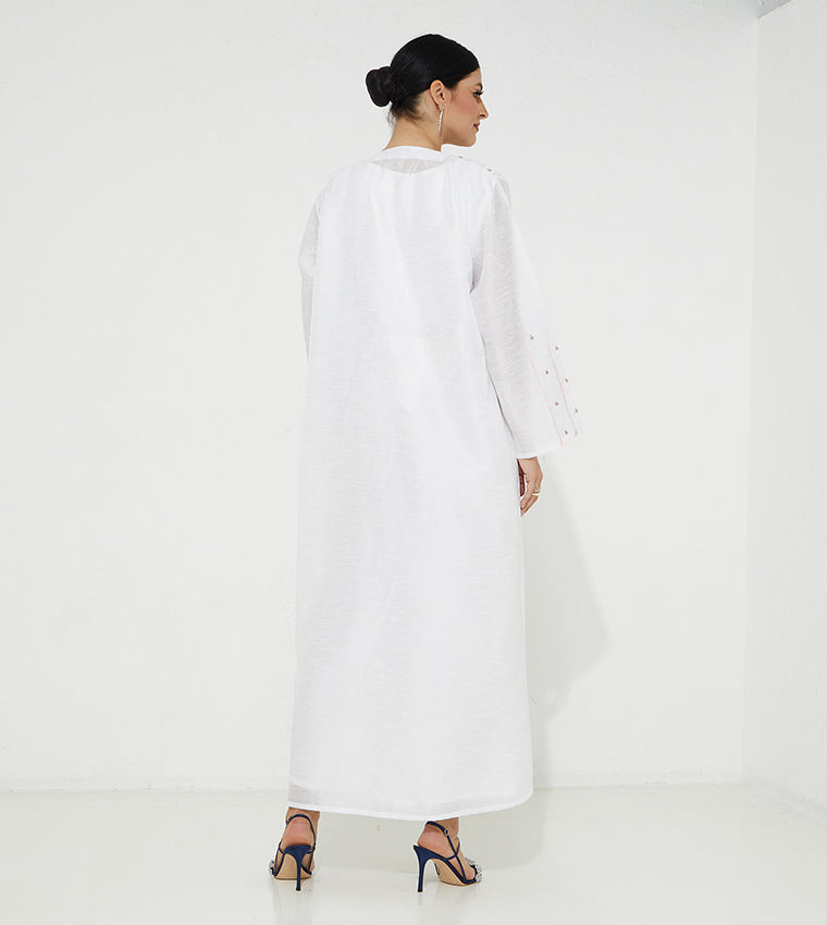 MOiSTREET  White Organza Abaya (7665599774947)