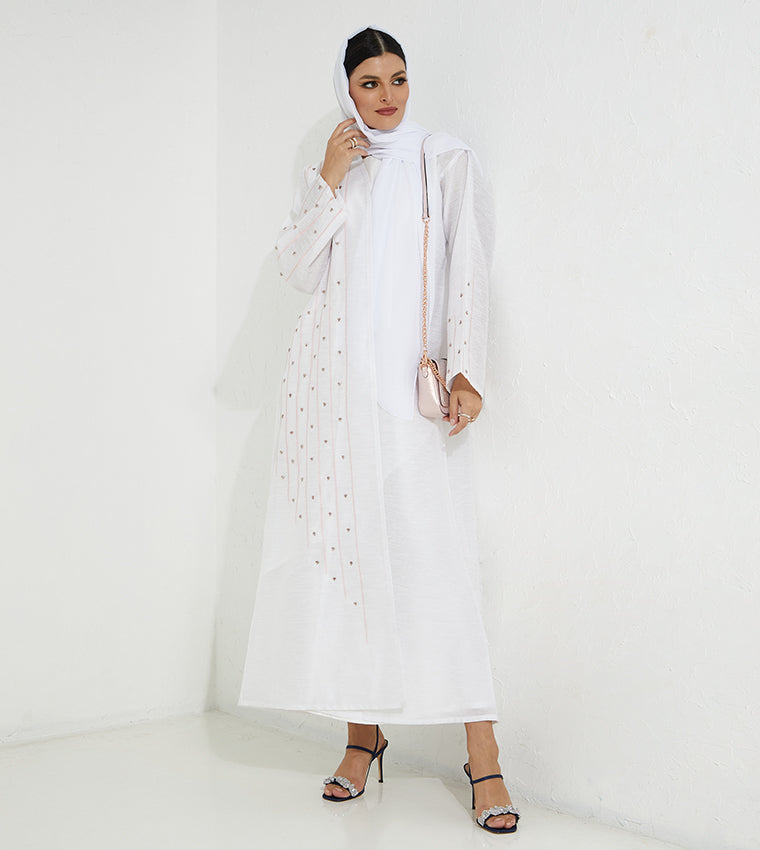 MOiSTREET  White Organza Abaya (7665599774947)