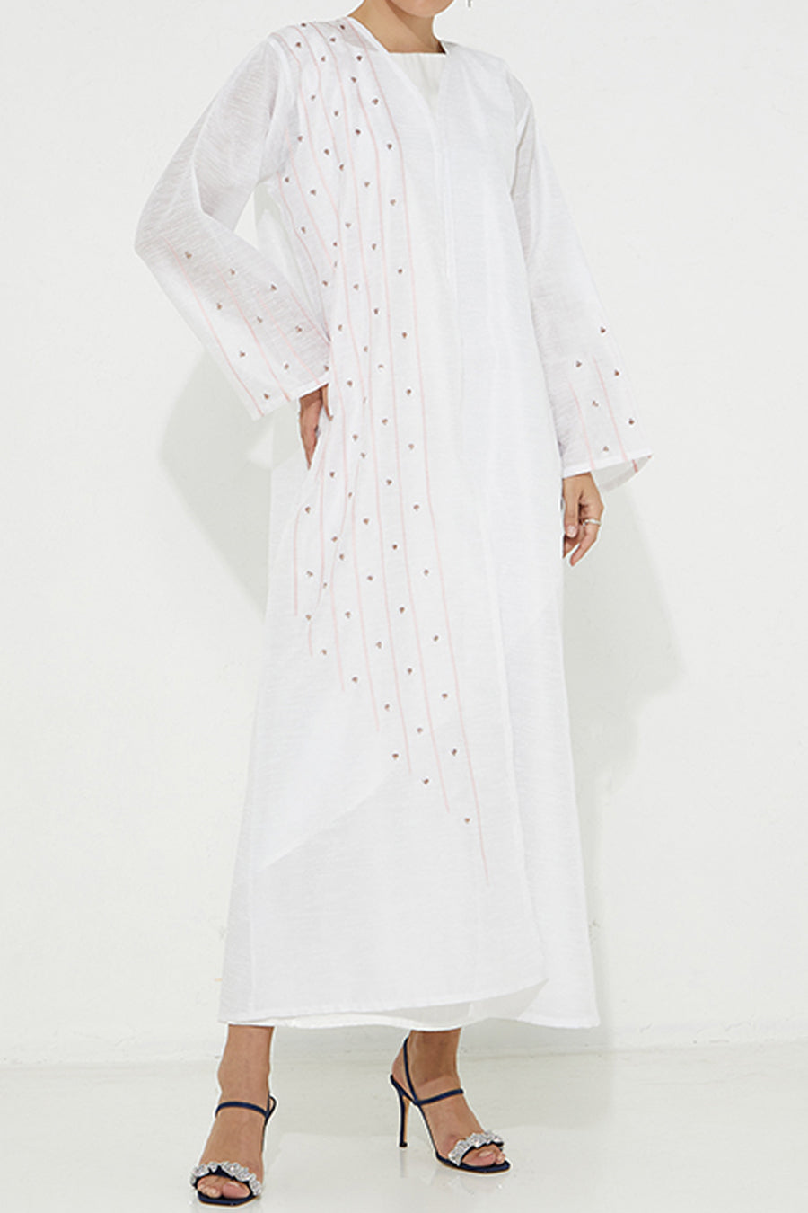 MOiSTREET  White Organza Abaya (7665599774947)