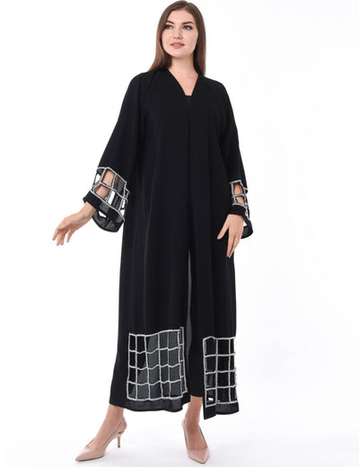 MOiSTREET Exotic Laser Cut Abaya with Hand Embroidery (6701407862968)
