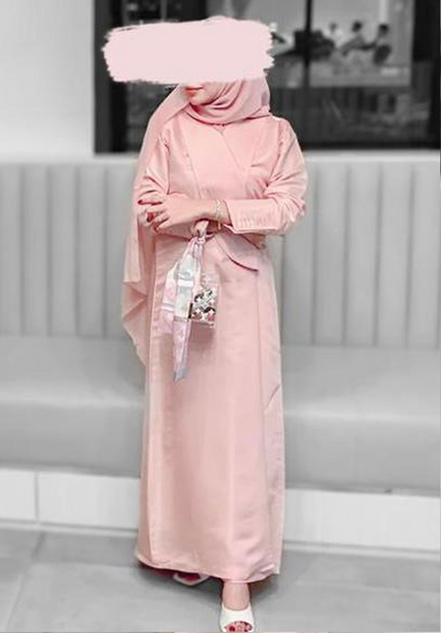 MOiSTREET Pink Shimmer Abaya (6701416743096)
