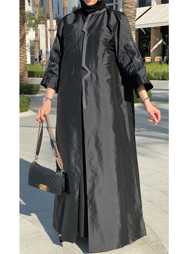 MOiSTREET Black Taffeta Abaya (6701417955512)