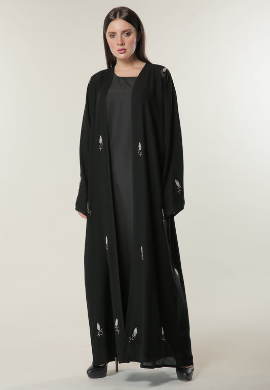 Shop Hand embroidered Motifs Black Abaya (6701409960120)