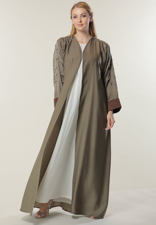 Shop Tan Abaya with Handwork (6701412516024)