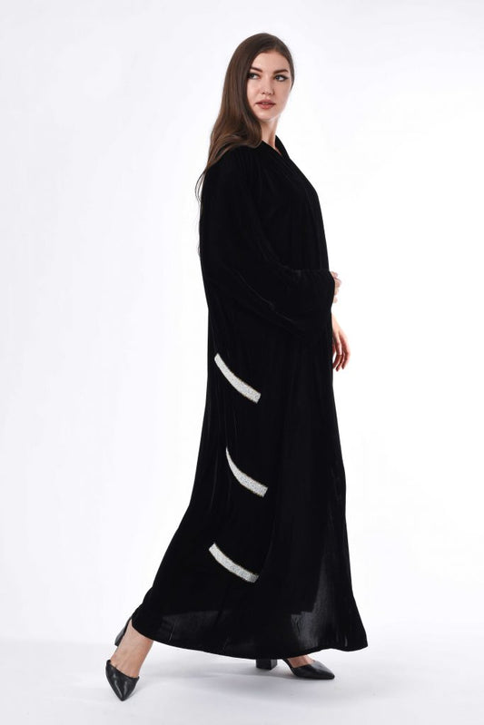 Black Abaya with Hand embroidery (6701405012152)