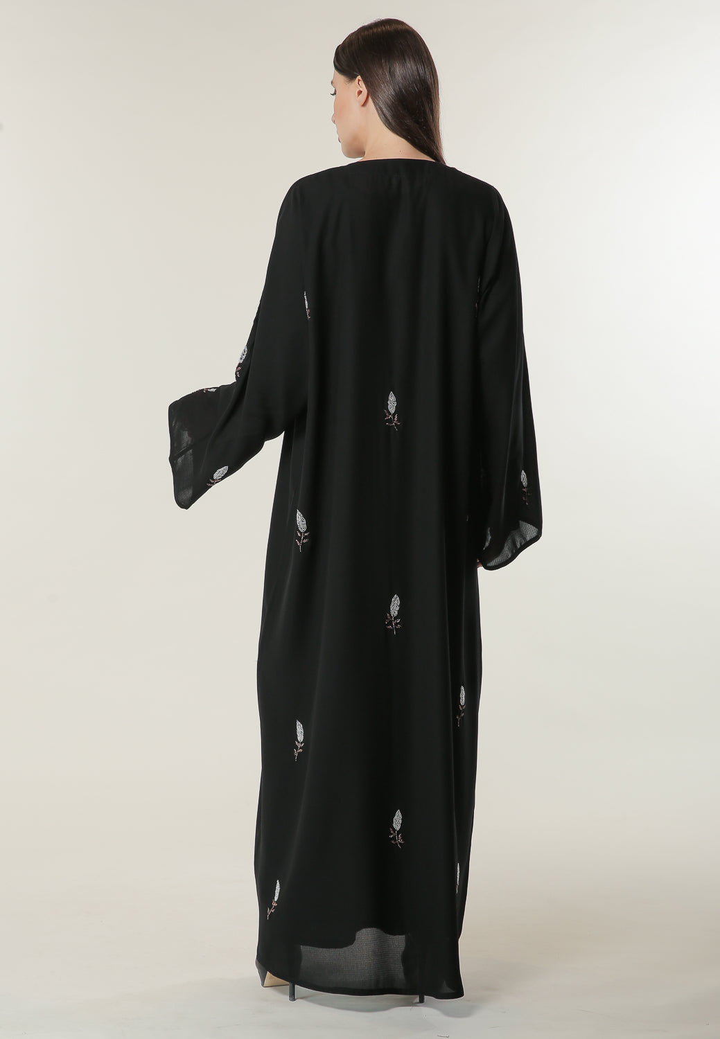 MOiSTREET Hand embroidered Motifs Black Abaya (6701409960120)