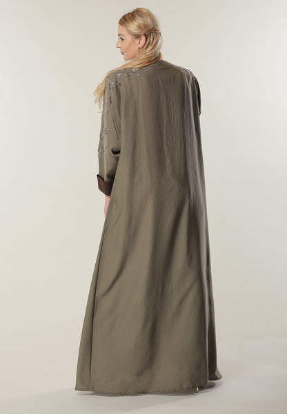 MOiSTREET Tan Abaya with Handwork (6701412516024)