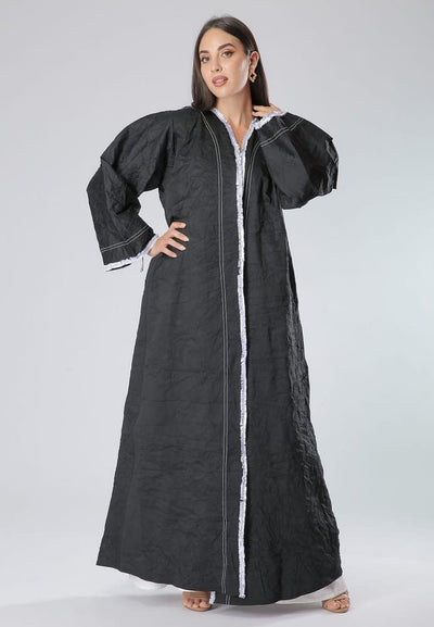 MOiSTREET Trimmed Lace Abaya Dress (6701401178296)