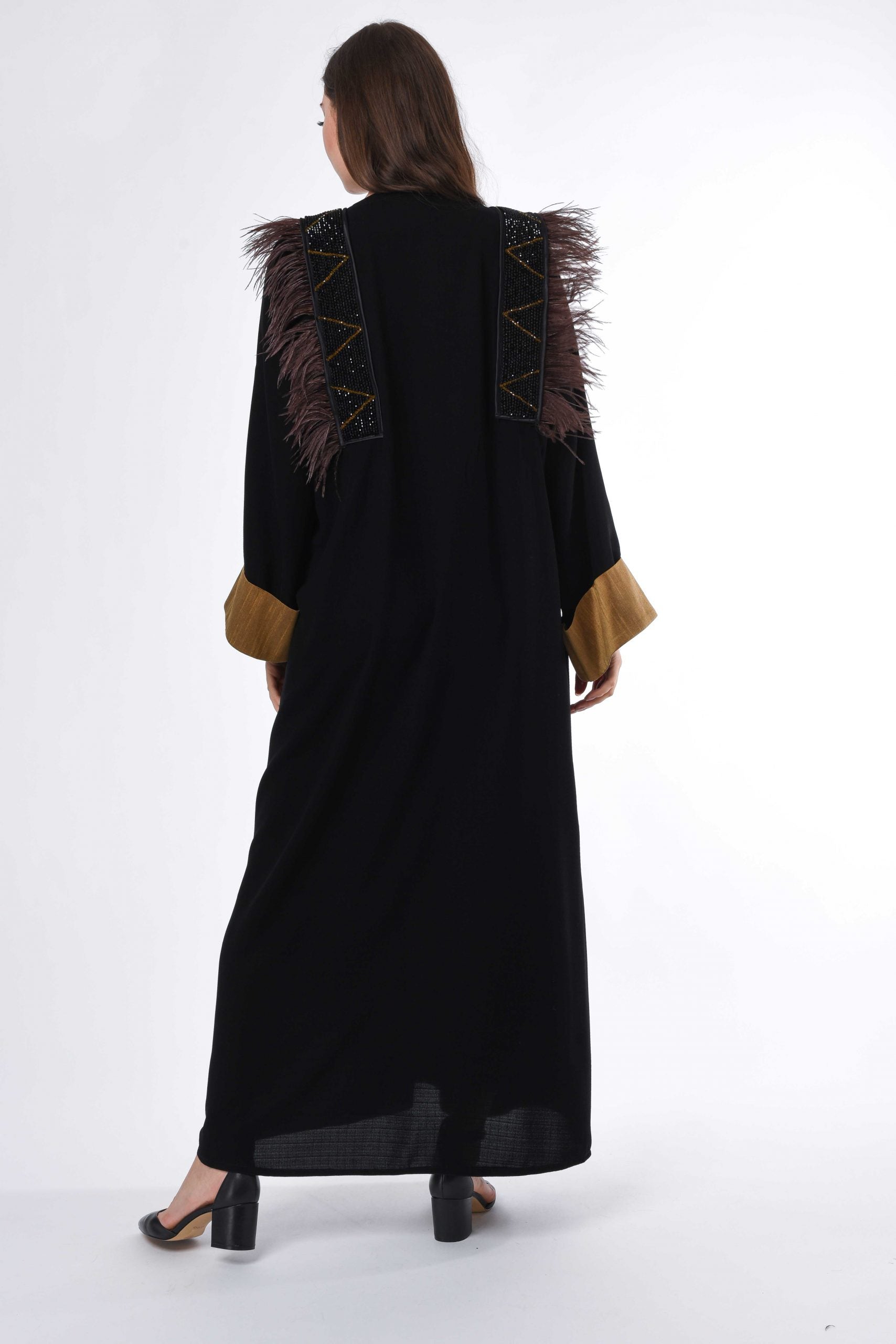 MOiSTREET Patchwork and Feather Detail Abaya (6701406191800)