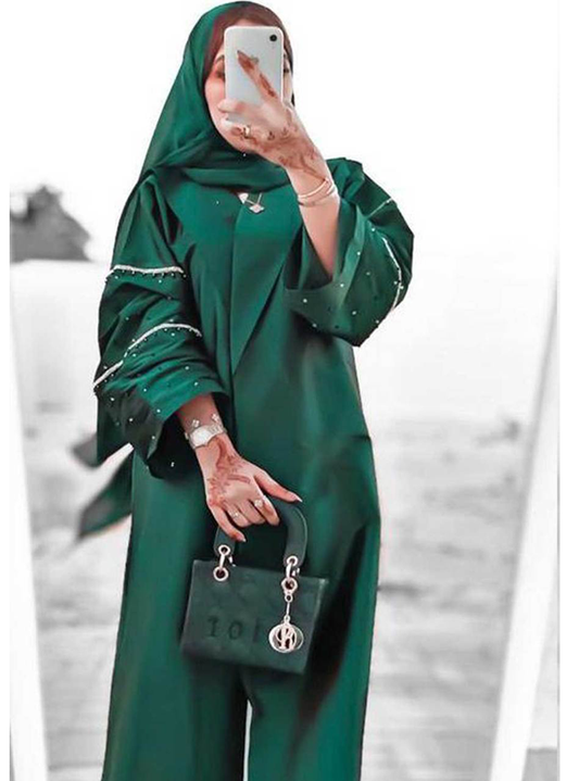 MOiSTREET Green Taffeta Abaya (6701416710328)